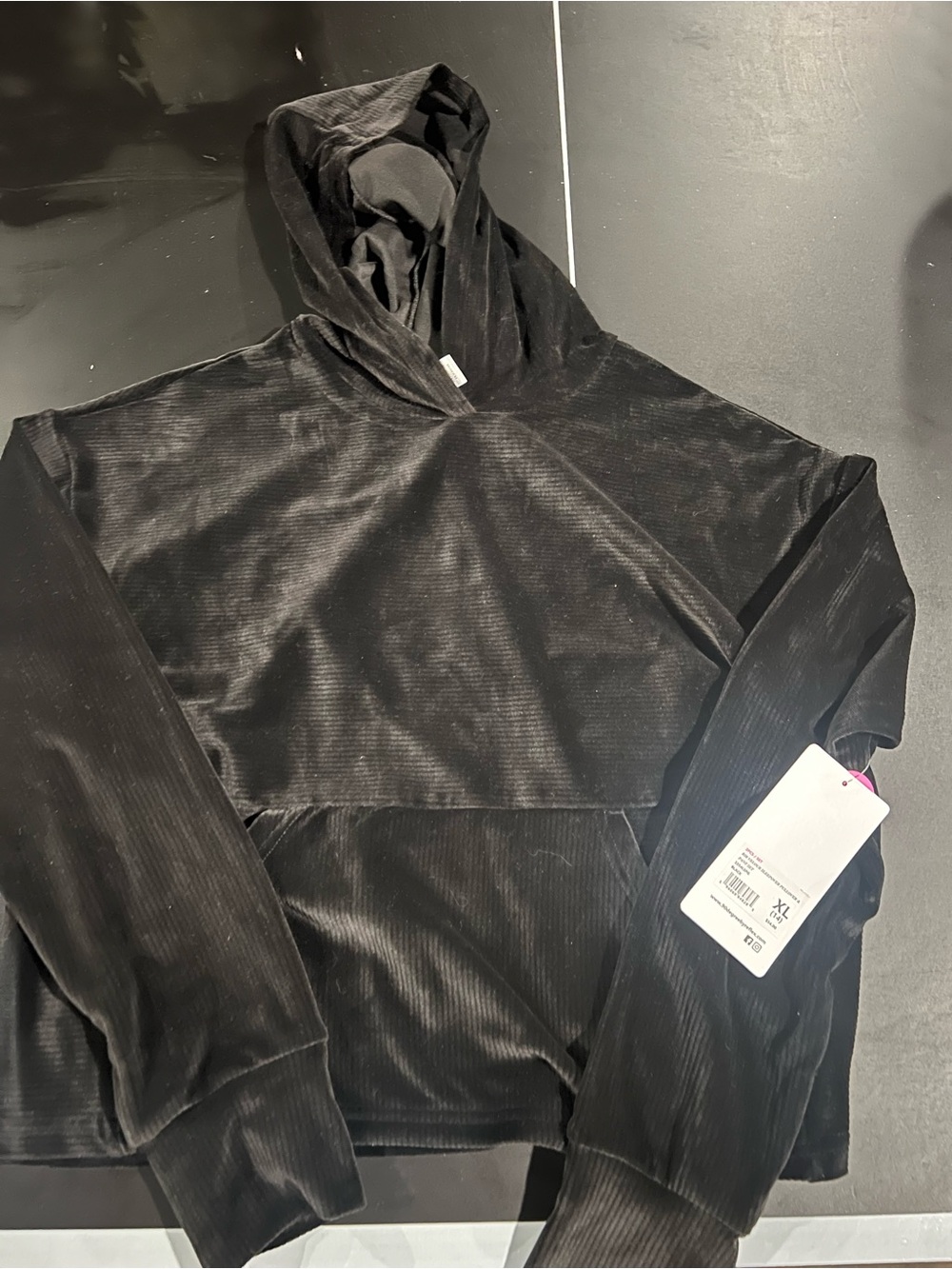 90 Degree By Reflex Black Velour Hoodie